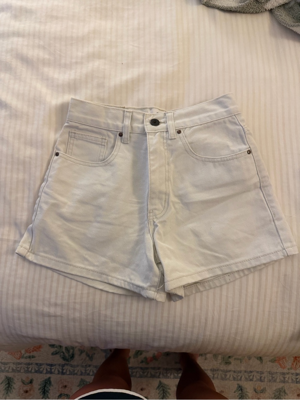 Cotton On High-Waist White Denim Shorts